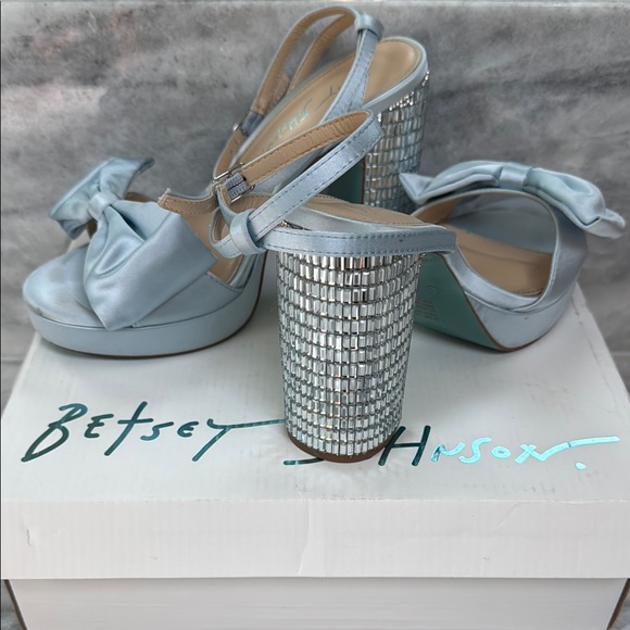 Betsey Johnson Shoes - Betsey Johnson mirrored and Blue Heeled Sandals with Bow